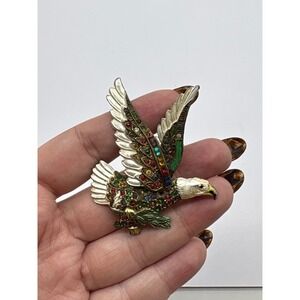 Vintage Little Nemo 1940s Patriotic American Eagle Brooch Fruit Salad Enamel J50